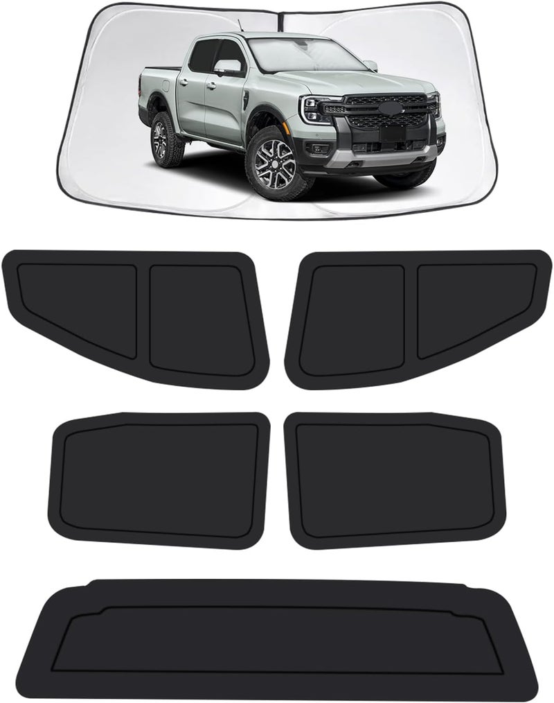 FSHAANY'S Car Window Shades for Ford Ranger（4Door） 2019-2026, Full Car Window Covers for Privacy, Sunshades for Ranger（4Door） Front Rear Windshield Side Windows to Block UV and Protect Privacy(6pcs) - Image 1